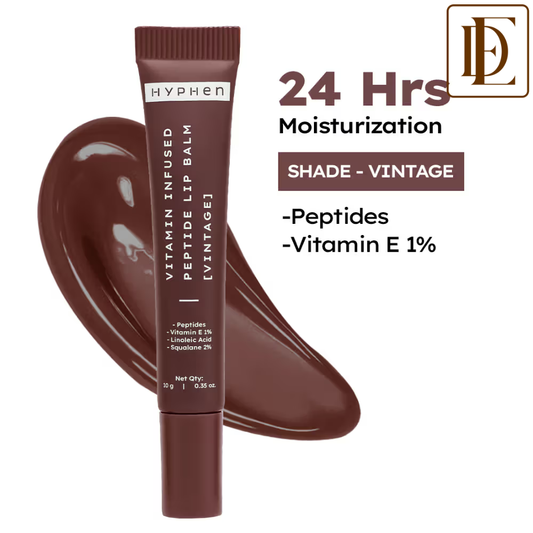 Hyphen Tinted Lip Balm- Vintage, 1% Vit E, 2% Squalane & Peptides, Brightens, Moisturizes Dry Lips