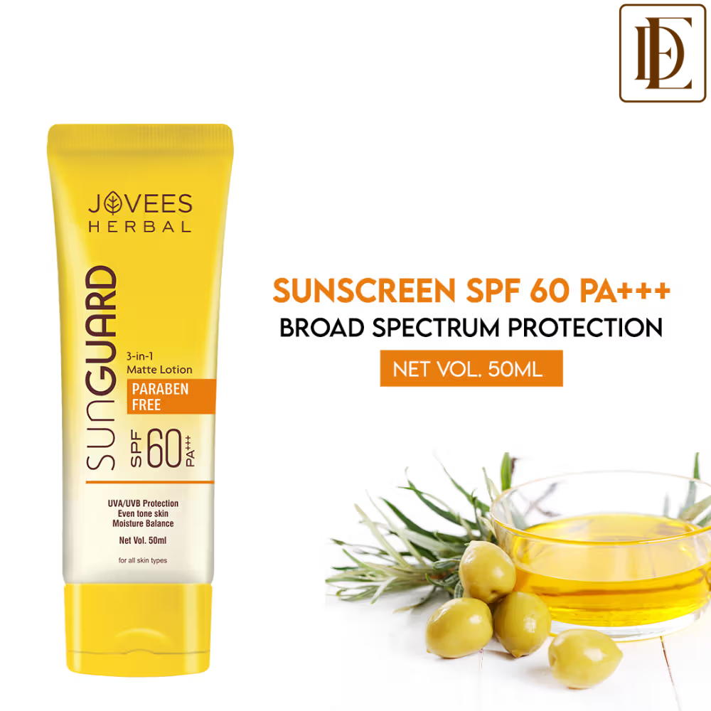 Jovees Herbal Sun Guard Lotion SPF 60 PA+++ 3 In 1 Matte Lotion UVA/UVB Protection Healthy Looking Skin