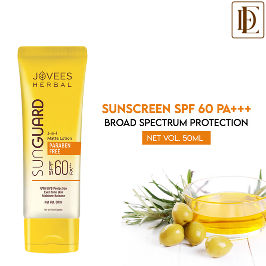 Jovees Herbal Sun Guard Lotion SPF 60 PA+++ 3 In 1 Matte Lotion UVA/UVB Protection Healthy Looking Skin