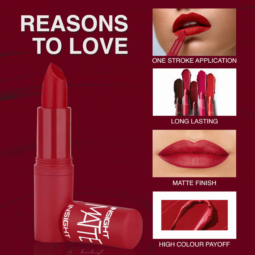 Insight Cosmetics Matte Lipstick, 1 Stroke Application, Long Lasting