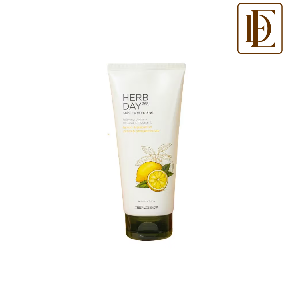 The Face Shop Herb Day 365 Cleanser - Korean Brightening Face Wash with Vitamin C for Oily Skin