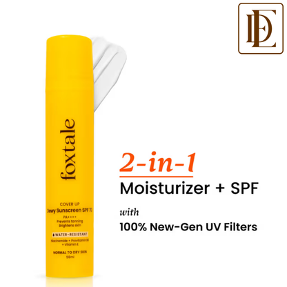 Foxtale Dewy Finish SPF 50 PA++++ Sunscreen For Dry Skin, Deeply Hydrates, In-Vivo Tested