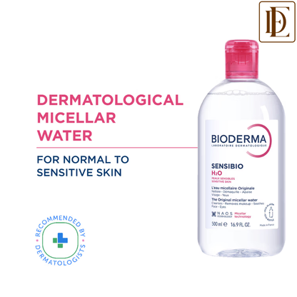 Bioderma Dermatological Micellar Water Sensibio H2O - Gently Removes Makeup Prevents Clogged Pores