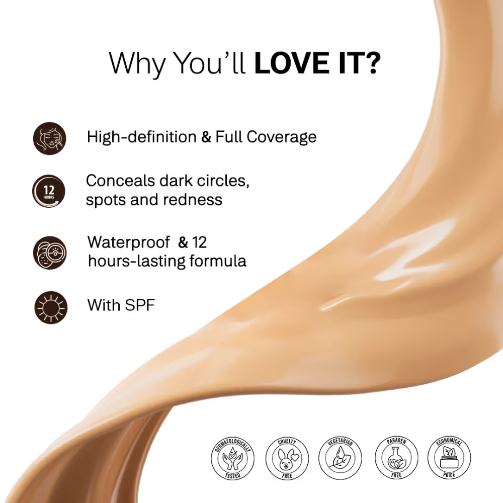FLiCKA Flawless Femme HD Liquid Foundation Dewy Finish Long Lasting Medium High Coverage