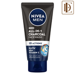 NIVEA MEN Face Wash, All in 1 Charcoal, to Detoxify & Refresh Skin with 10x Vitamin C Effect