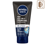 NIVEA MEN Face Wash, All in 1 Charcoal, to Detoxify & Refresh Skin with 10x Vitamin C Effect