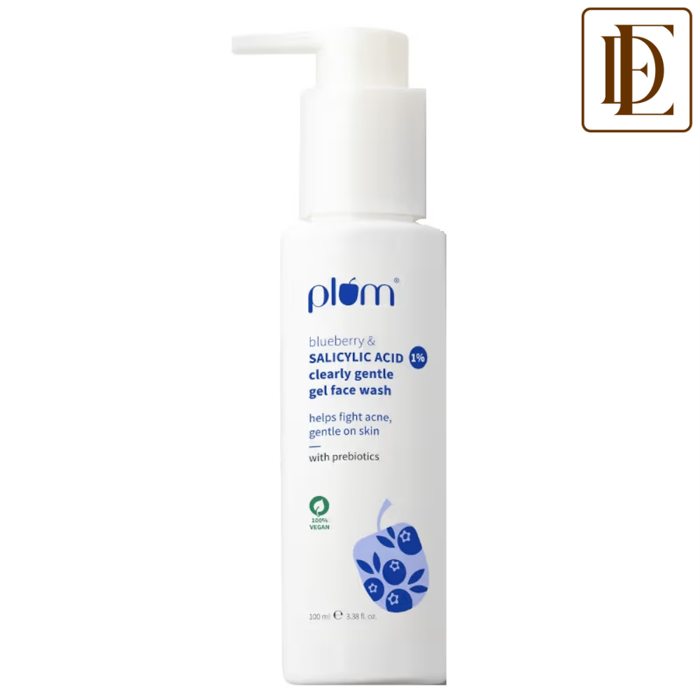 Plum 1% Salicylic Acid & Blueberry Clearly Gentle Gel Face Wash, For Acne Prone & Oily Skin