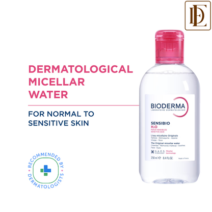 Bioderma Dermatological Micellar Water Sensibio H2O - Gently Removes Makeup Prevents Clogged Pores