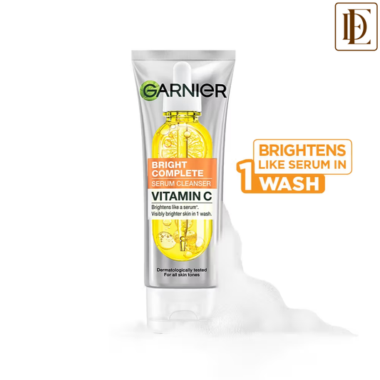 Garnier Vitamin C+ Serum Face Wash Brightening & Tan Removal Gentle Cleanser For All Skin Types