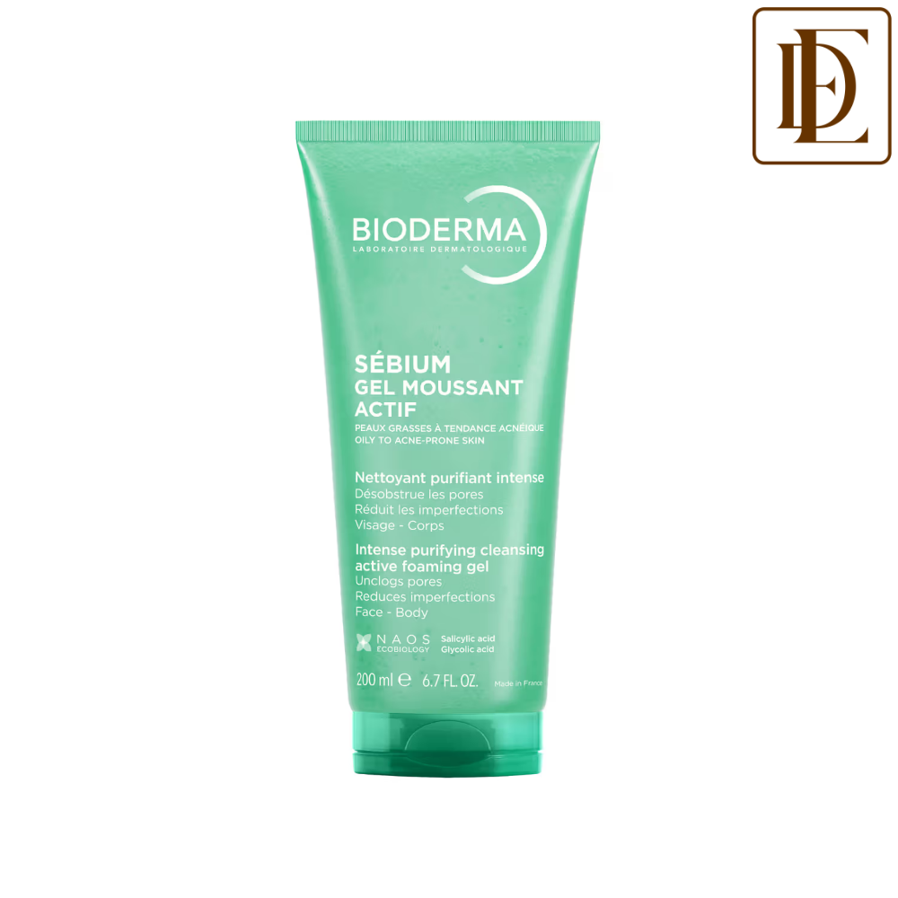 Bioderma Sebium Gel Moussant Actif Cleanser with Salicylic & Glycolic Acid for Acne Prone, Oily Skin