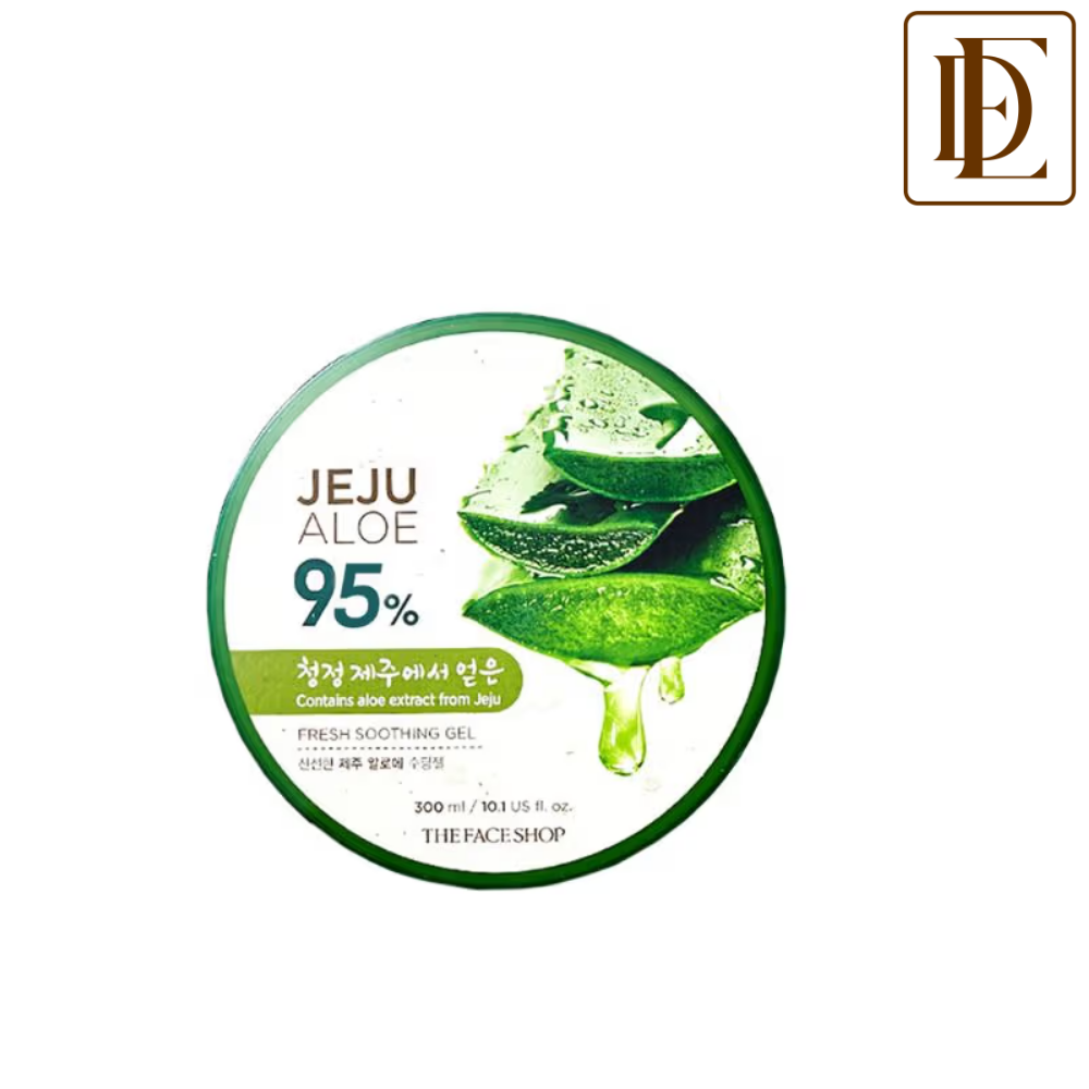 The Face Shop Korean Jeju Aloe Vera Soothing Gel with Vitamin E for Face, Body & Hair