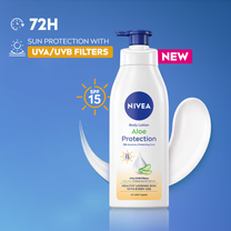 NIVEA Sunscreen lotion with SPF 15 & ALOEVERA- 5 in 1 COMPLETE CARE for 48H Moisturization
