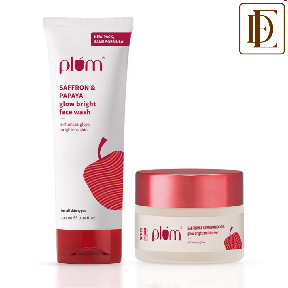 Plum Saffron & Papaya Glow Bright Gel Face Wash and Moisturizer Combo