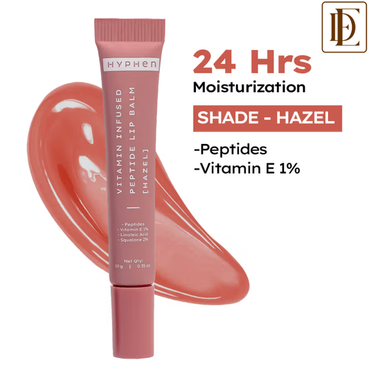Hyphen Tinted Lip Balm - Hazel, 1% Vit E, 2% Squalane & Peptides, Brightens, Moisturizes Dry Lips