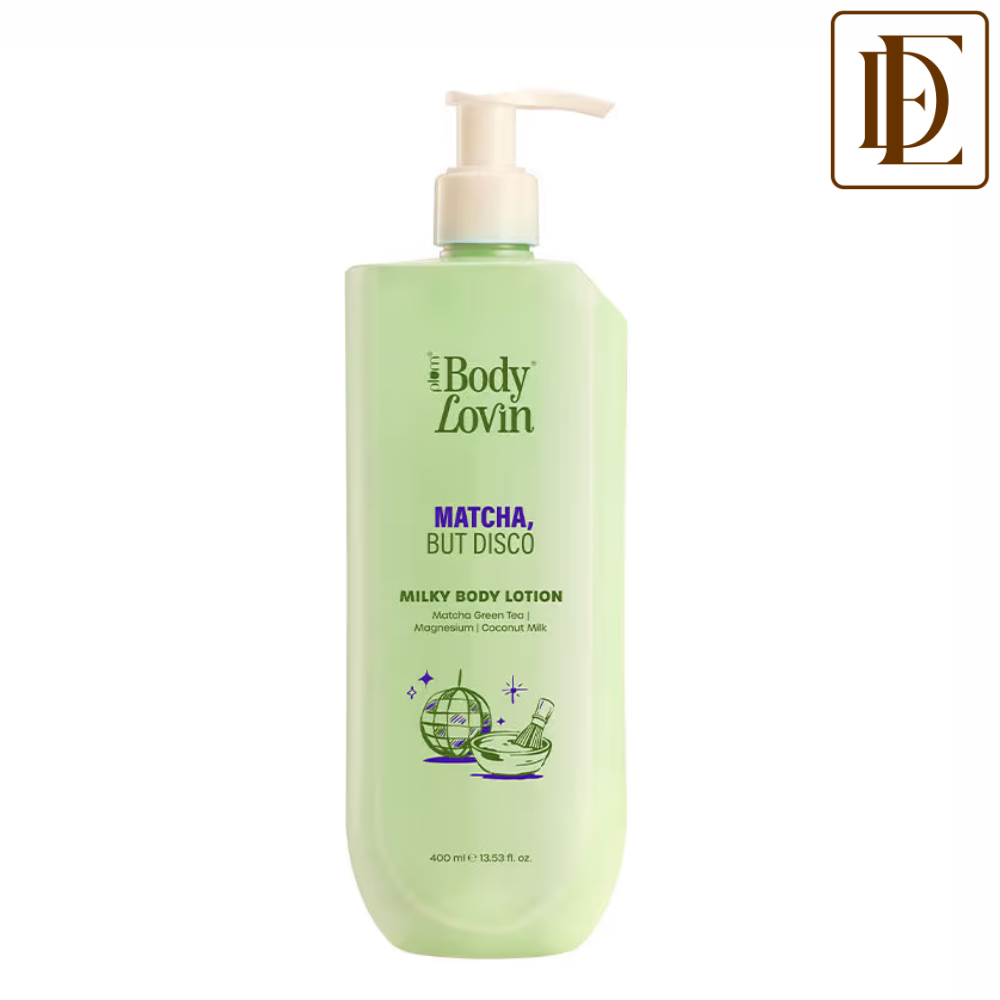 Plum BodyLovin’ Matcha, But Disco Milky Body Lotion, Calming Smoothening, Lactonic Matcha Fragrance