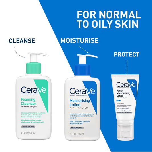 CeraVe Facewash & PM Moisturizer Combo with Ceramides - Evening Routine for Oily Skin