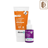 The Derma Co Hyaluronic Sunscreen & Vitamin C Serum Combo SPF 50+ for All Skin Types, Glowing Skin