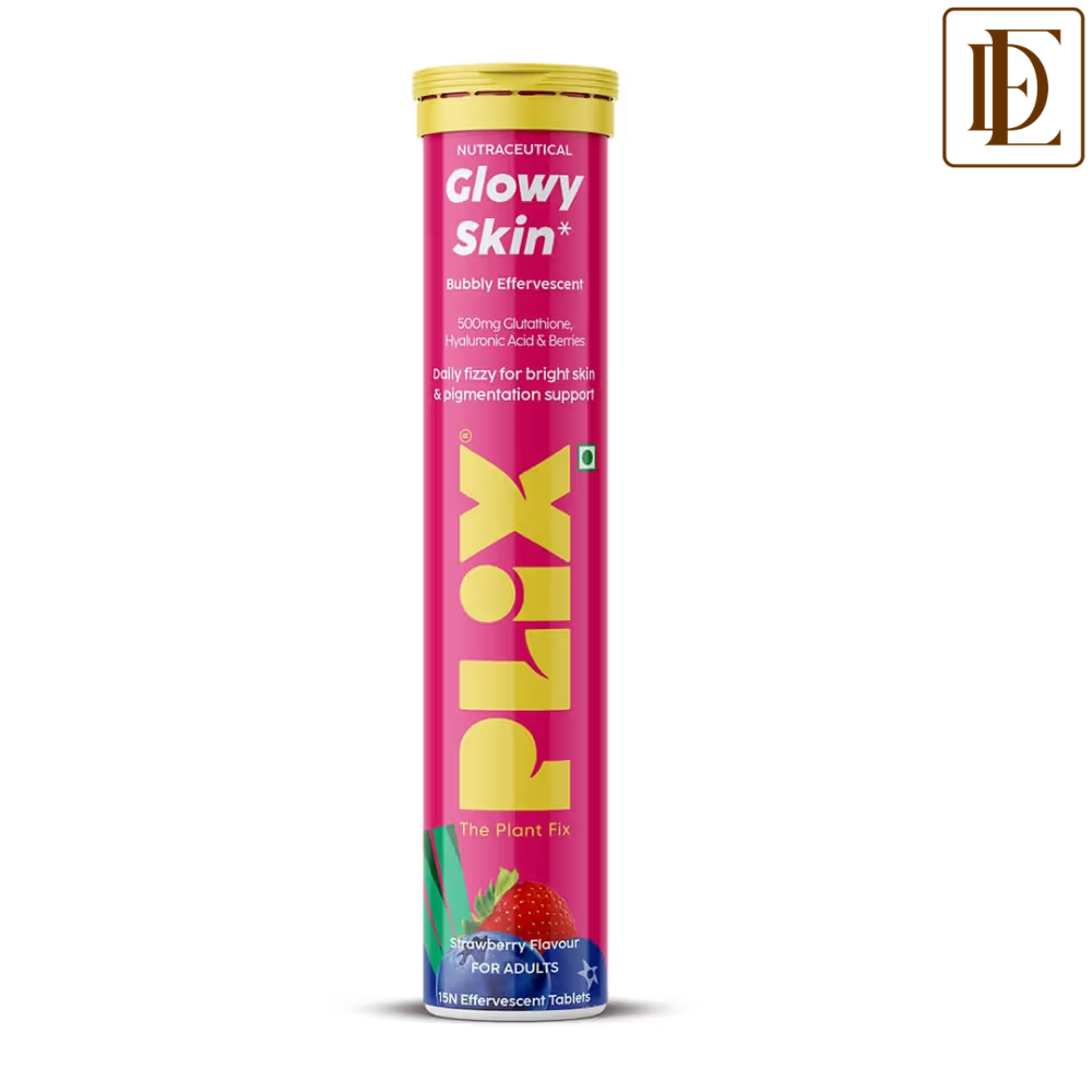 Plix (Strawberry) Glutathione Skin Glow 15 Effervescent Tablet 500mg for Clear & Youthful Skin