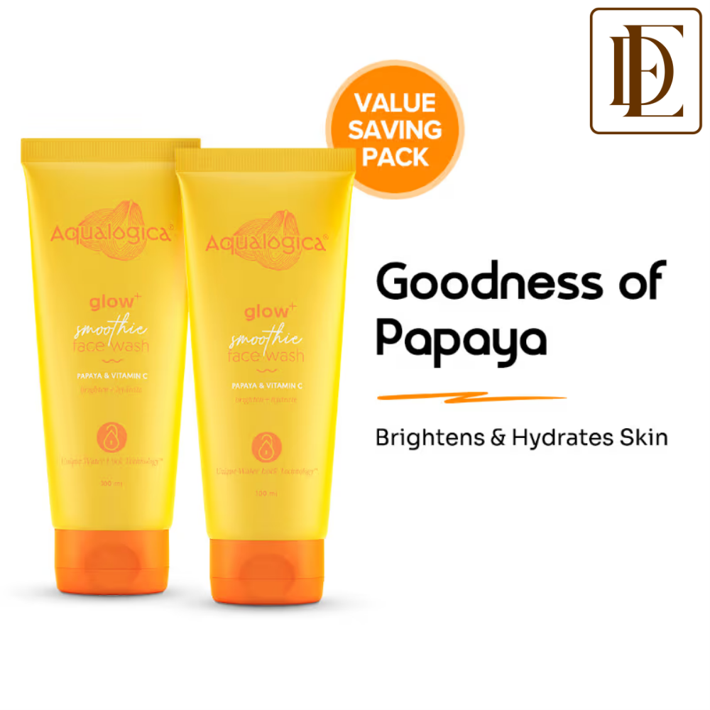 Aqualogica Glow+ Smoothie Face Wash With Papaya & Vitamin C , Hydrates & Gently Cleanses - Pack Of 2