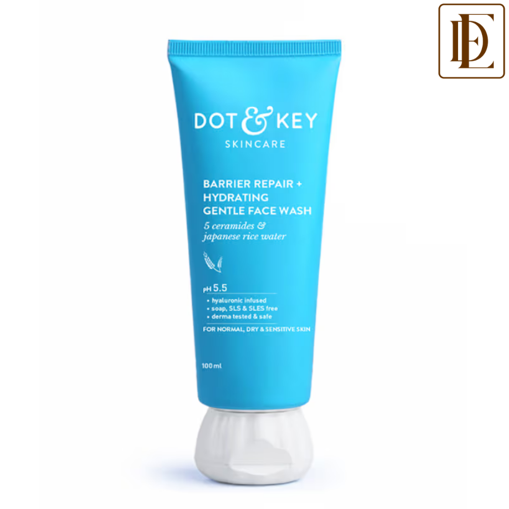 Dot & Key Barrier Repair+ Hydrating Gentle Face Wash, 5 Ceramides & Japanese Rice Water, pH 5.5