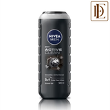NIVEA MEN Body Wash, Active Clean with Active Charcoal, Shower Gel for Body, Face & Hair