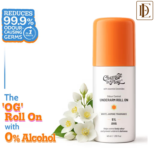 Chemist at Play 5% AHA Underarm Roll On Deodrant Lactic Acid for Men & Women - White Jasmine