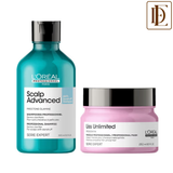 L'Oreal Professionnel Scalp Advanced Anti-Dandruff Dermo-Clarifier Shampoo+ Liss Unlimited Hair Mask