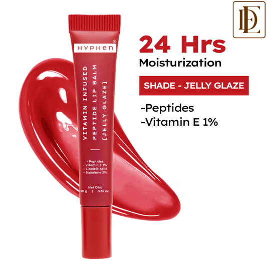 Hyphen Tinted Lip Balm, Brightens Dark & Dry Lips - 1% Vitamin E, Peptide & Squalane - Jelly Glaze