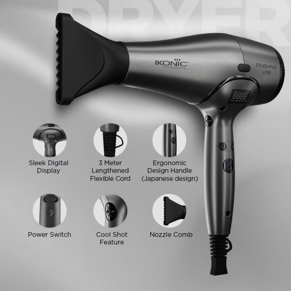 Ikonic Professional Finishing Line Hair Dryer - Grey