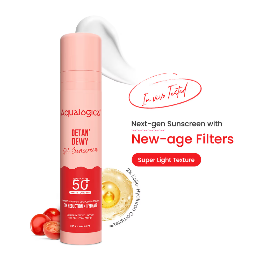 Aqualogica Detan+ Dewy Lightweight Sunscreen Gel SPF 50+ PA++++ for Normal & Dry Skin