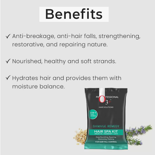 O3+ Skin Solutions Damage Remedy Hair Spa Kit With Argan Oil Mask For Hair Fall Control