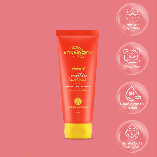 Aqualogica Detan+ Smoothie Face Wash with Glycolic Acid & Cherry Tomato for Tan removal