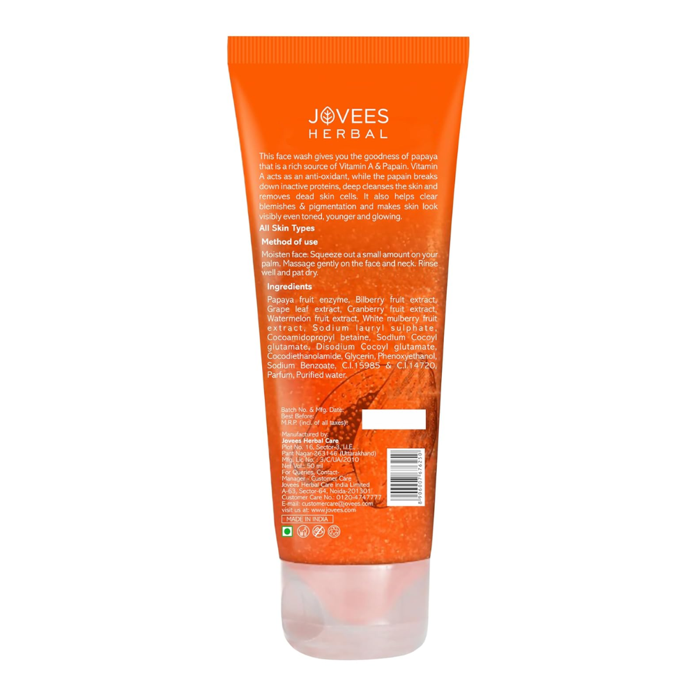 Jovees Herbal Papaya Face wash For Glowing And Brightening Skin All Skin Types Men And Women