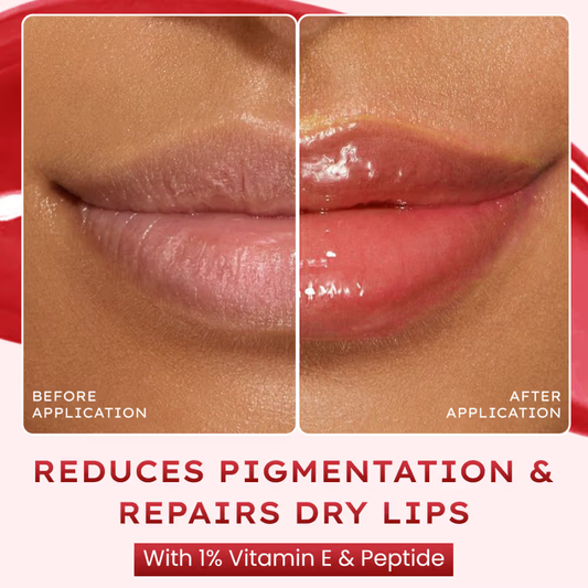 Hyphen Tinted Lip Balm, Brightens Dark & Dry Lips - 1% Vitamin E, Peptide & Squalane - Jelly Glaze