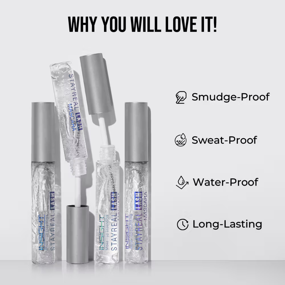 Insight Cosmetics Stay Real Transparent 2 In 1 Brow & Lash Mascara,Sweatproof Long Wear Formula - Transparent