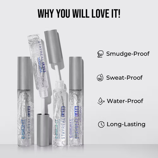 Insight Cosmetics Stay Real Transparent 2 In 1 Brow & Lash Mascara,Sweatproof Long Wear Formula - Transparent