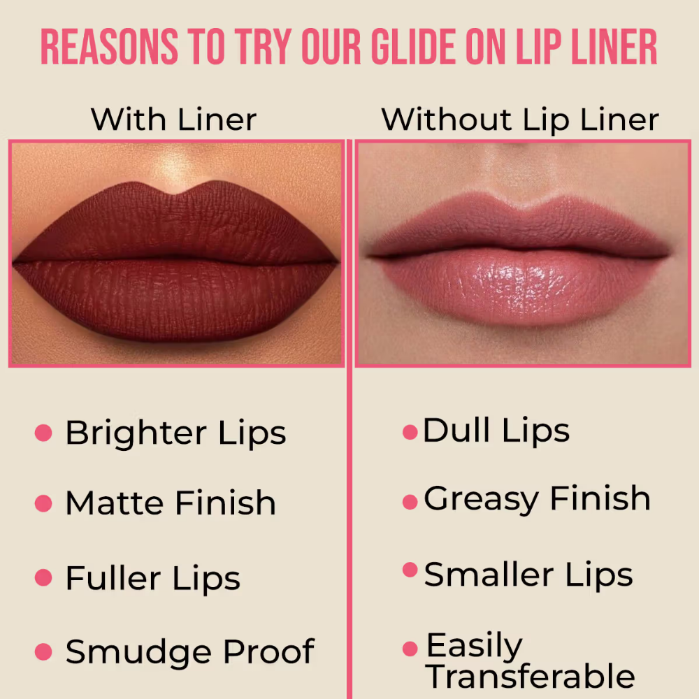 Insight Cosmetics Glide On Lip Liner, Intense Pigment, Long Wear Matte Lip Formula