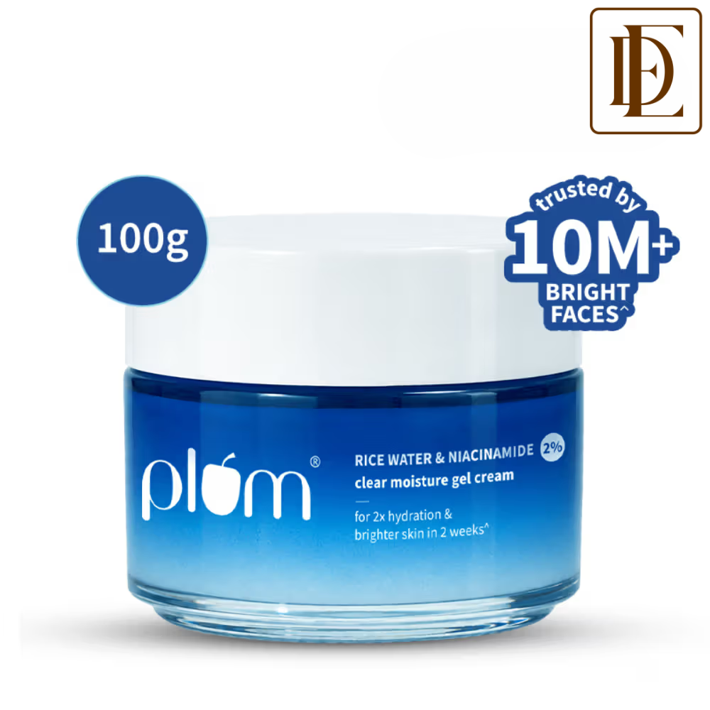 Plum 2% Niacinamide & Rice Water Moisturiser - Lightweight Gel Cream For Oil-Free Hydration