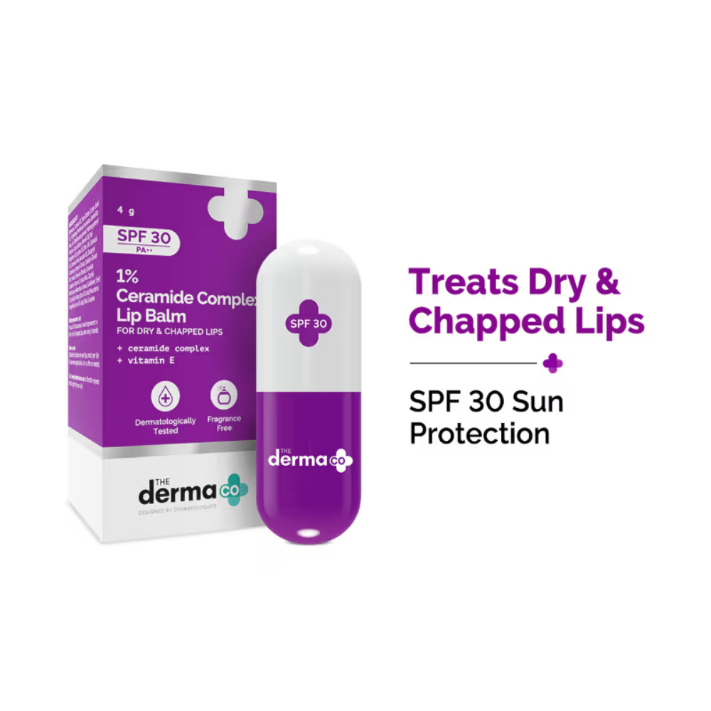 The Derma Co Ceramides Lip Balm with SPF 30 PA+++ and Vitamin E for Dry and Chapped Lips