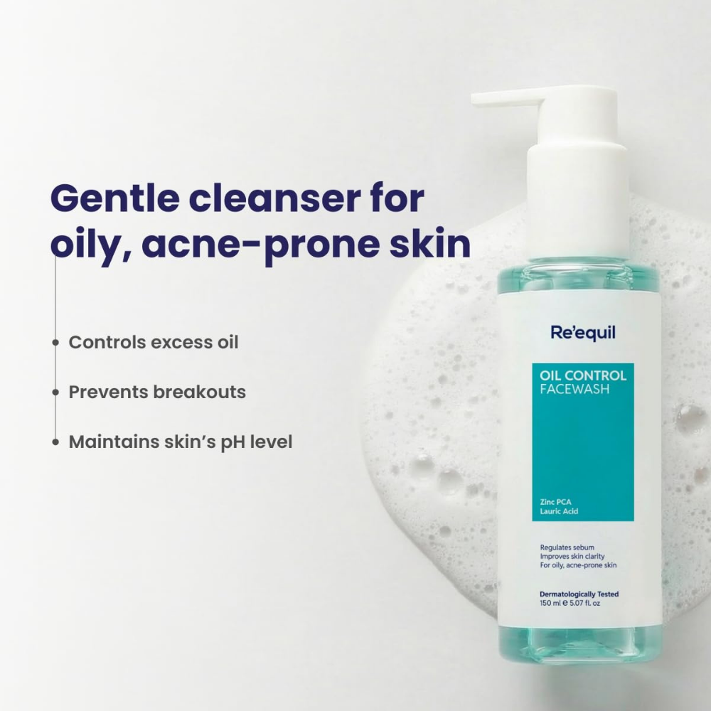 Re'equil Oil Control Face Wash Regulates sebum production | Removes dirt and buildup | For oily, acne prone skin