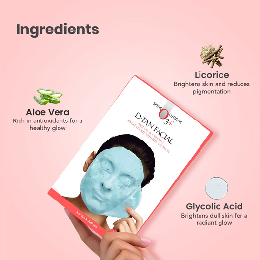 O3+ D-TAN Facial Kit with Peel Off Mask for Tan Removal & Pigmentation | Suitable for All Skin Types