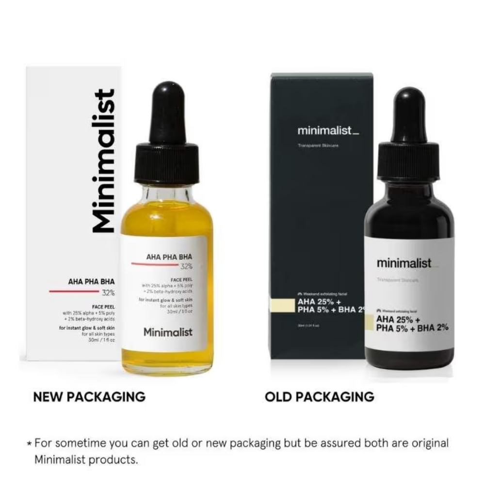Minimalist 25% AHA + 5% PHA + 2% BHA Exfoliating Peel Solution For Instant Glow & Soft Skin