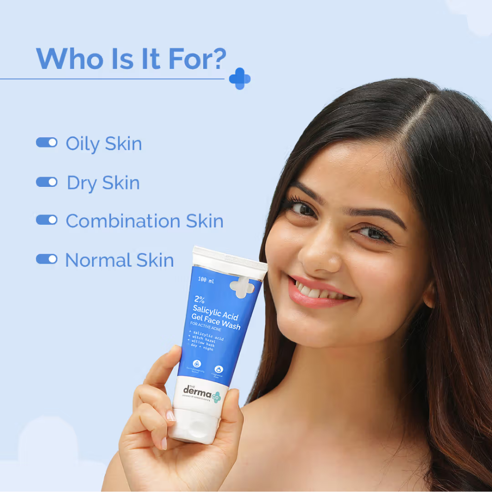The Derma Co 2% Salicylic Acid Gel Face Wash for Oily Skin with Salicylic Acid & Witch Hazel