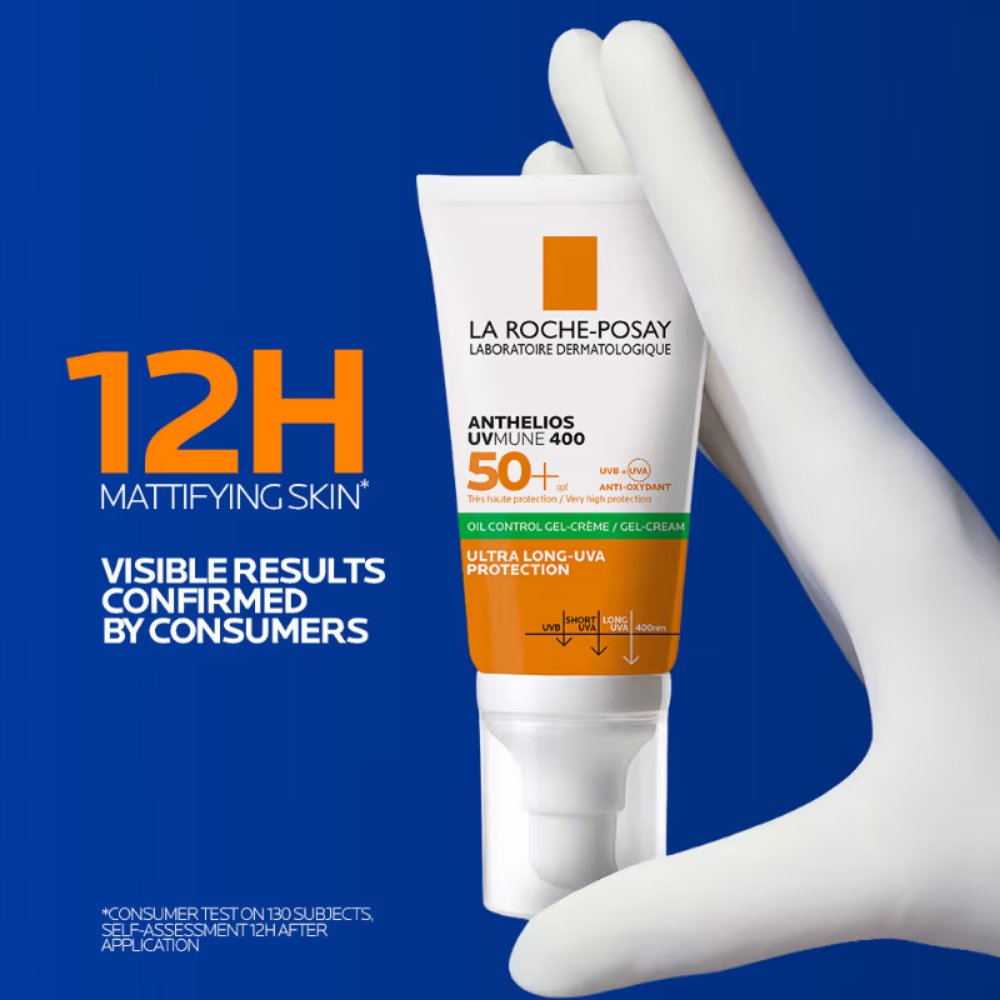 La Roche-Posay Anthelios UVMUNE400 Oil Control SPF50+, Mattifying Sunscreen for Oily Skin.