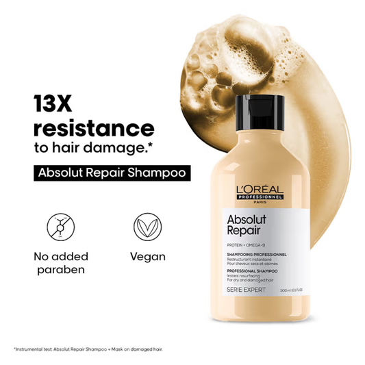 L'Oréal Professionnel Absolut Repair Shampoo For Dry and Damaged Hair With Protein & Omega-9