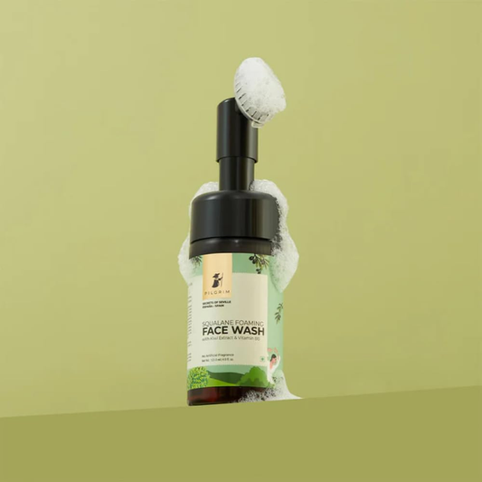PILGRIM Spanish Squalane foaming face wash with Kiwi extracts & Aloe for skin hydration|Face wash with brush