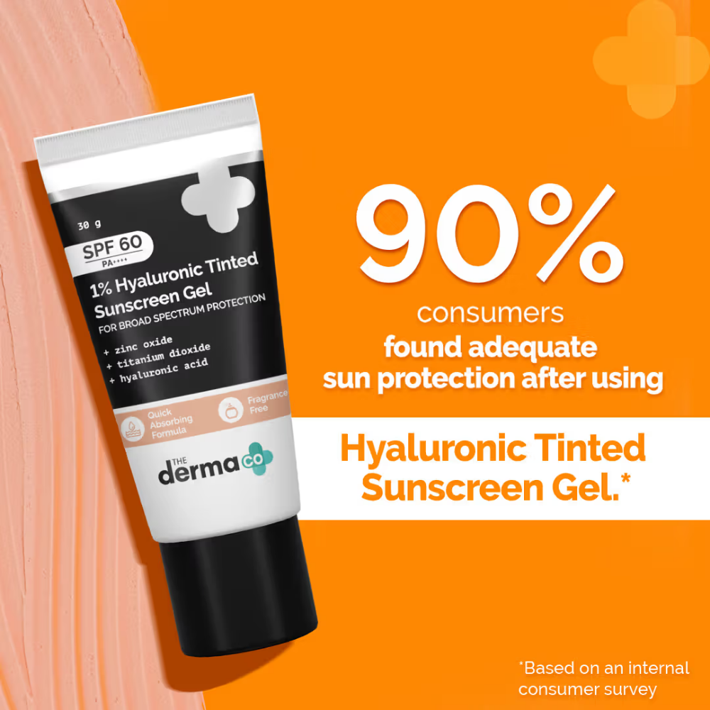 The Derma Co 1% Hyaluronic Tinted Sunscreen Gel For Broad Spectrum Protection SPF 60 PA++++