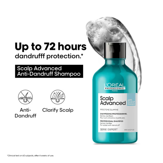 L’Oréal Professionnel Scalp Advanced Anti-Dandruff Shampoo, Up to 100% visible dandruff removed