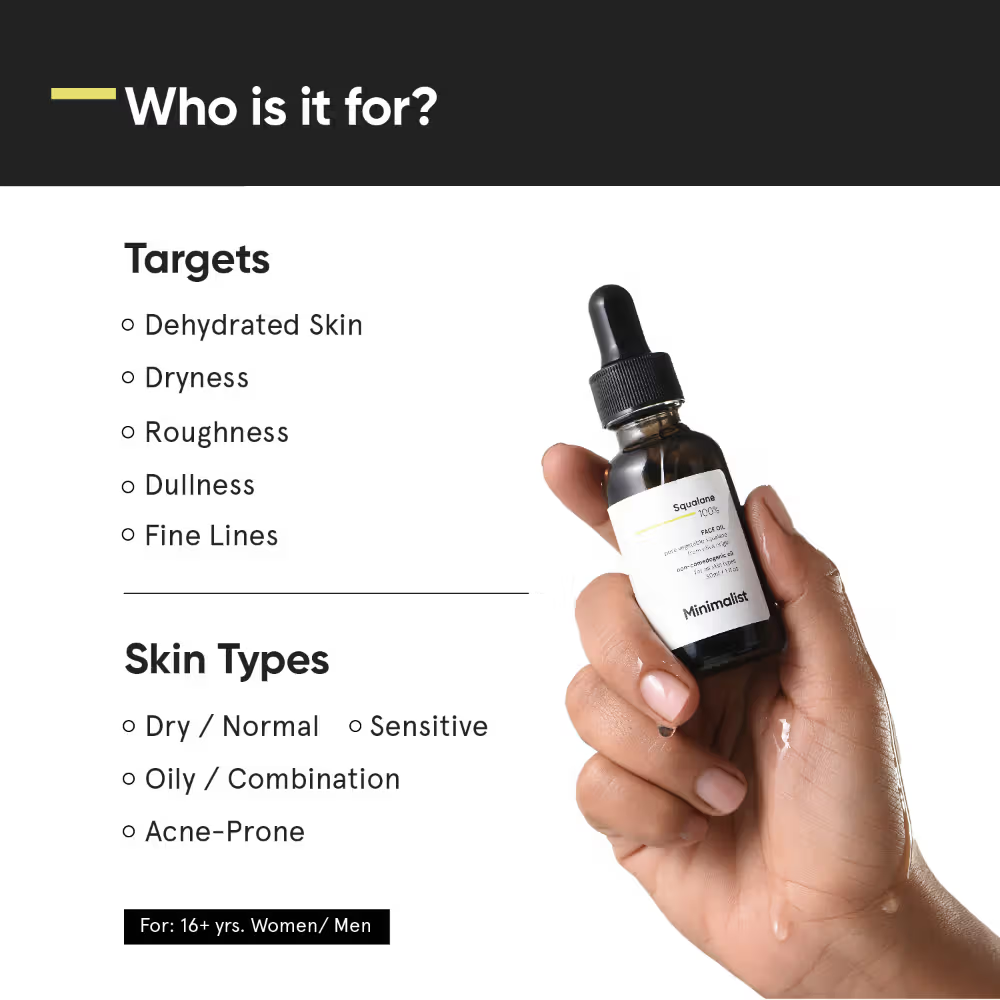 Minimalist 100% Squalane Facial Oil For Moisturizing & Reducing Fine Lines
