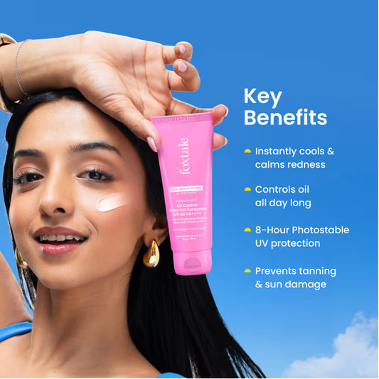 Foxtale SPF 50 Aqua-Gel Lightweight Sunscreen for Oily Skin, In-Vivo Tested PA++++, Matte Finish.
